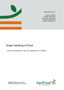 Origin labelling of food - Agrifood Economics Centre