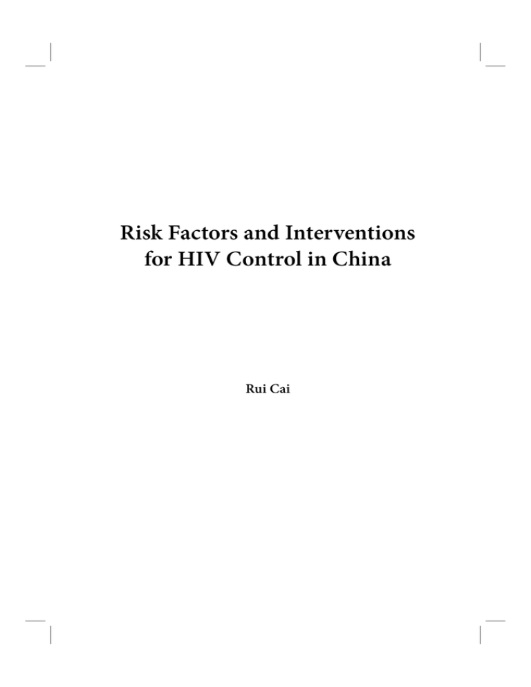 Risk Factors and Interventions for HIV Control in China