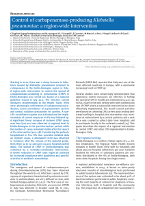 Control of carbapenemase-producing Klebsiella