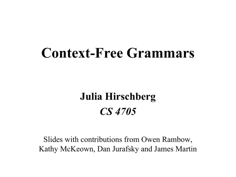 context-free grammars rochester cs