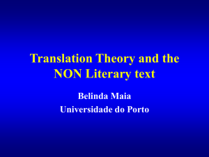 Translation Theory and the non literary text 1