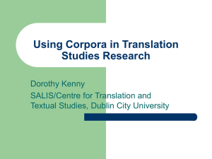 Corpora in Translation Studies - The Translation Research Summer