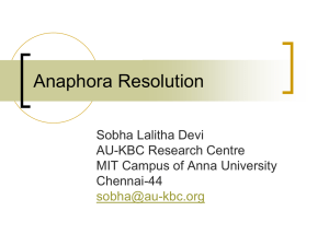 Anaphora Resolution - Language Technologies Research Centre