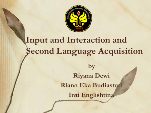 Week 10: Second Language Acquisition