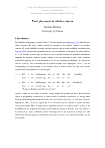 Verb placement in relative clauses