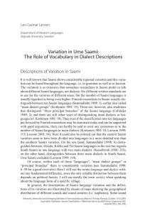 Variation in Ume Saami: The Role of Vocabulary in Dialect