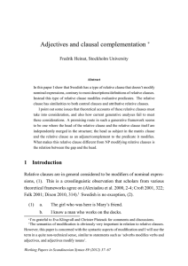 Adjectives and clausal complementation ∗