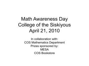 Math Awareness Day - College of the Siskiyous
