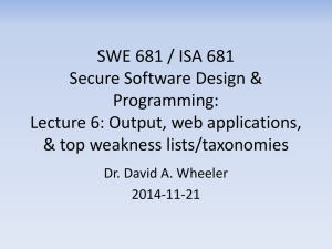 Output, Web Applications, Top weakness lists