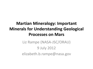 Martian Mineralogy: Important Minerals for Understanding
