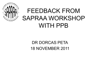 FEEDBACK FROM SAPRAA WORKSHOP WITH PPB