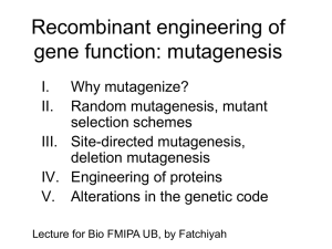 Study and engineering of gene function: mutagenesis