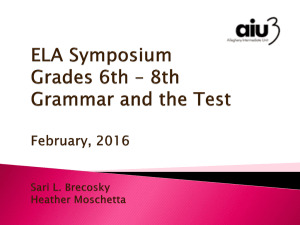 ELA Symposium Grammar and the PSSA 6 th 7 th 8 th