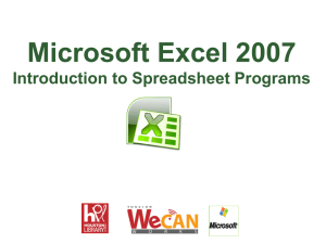 the MS Excel 2007 Presentation