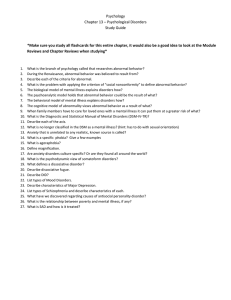 Psychology Chapter 13 – Psychological Disorders Study Guide