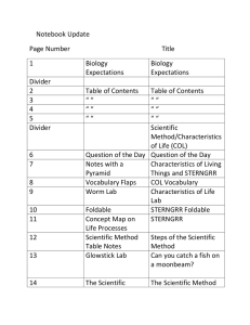 Notebook Update Page Number Title 1 Biology Expectations