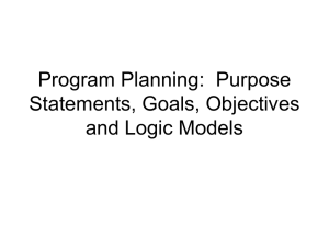 Missions, Objectives and Logic Models