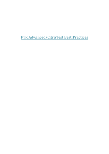 FTR Advanced/CitraTest Best Practices