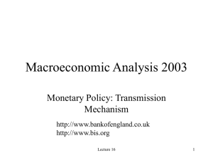 Monetary Policy 1: Transmission Mechanism