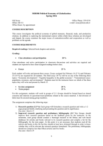 MIR508 Political Economy of Globalization Spring 2016 Gül Sosay