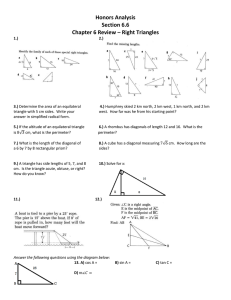 Honors Analysis Section 6.6 Chapter 6 Review – Right Triangles