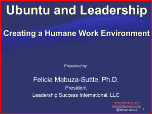 Ubuntu and Leadership Creating a Humane Work