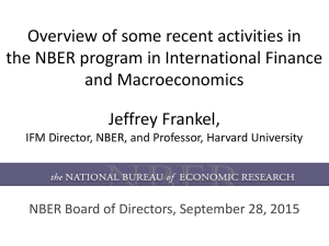 Overview of some recent activities in the NBER