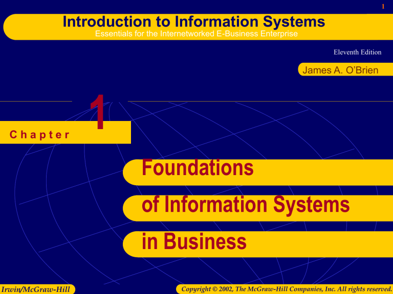 Chapter 1 Foundations Of IS In Business