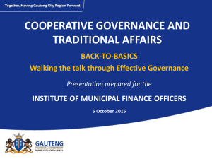 Back-to-Basics on Sound Governance in Local Government