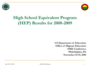 HEP Program Results 2008-2009