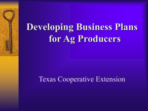 Developing Business Plans for Ag Producers