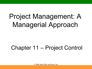 Chapter 11:Project Control