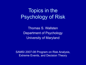 Topics in the Psychology of Risk