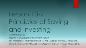 Lesson 10-2 Principles of Saving and Investing
