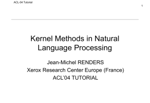 Kernel Methods : Origins - Association for Computational Linguistics