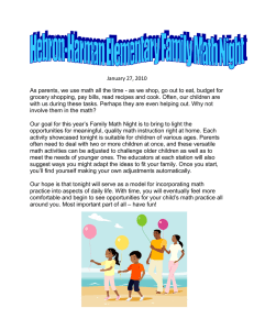Hebron-Harman Elementary Family Math Night January 27, 2010 As