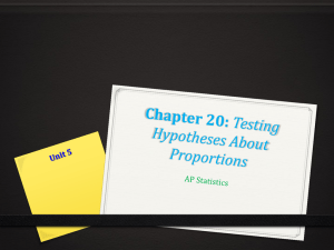 Chapter 20-Hypothesis Testing for Proportions