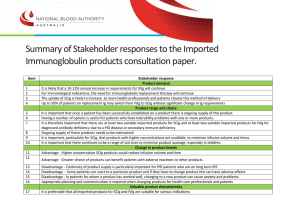 Summary of Stakeholder responses to the Imported Immunoglobulin