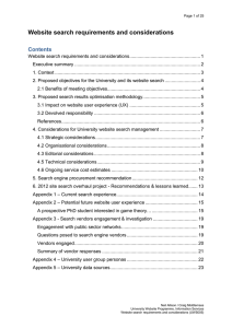 Website search requirements and considerations