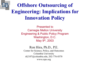 Offshore Outsourcing of Engineering: Implications for Innovation Policy