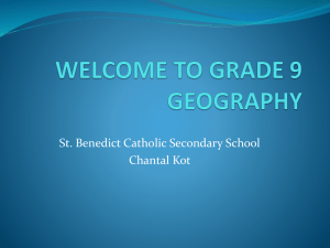 Topics, Concepts and Skills for Grade 9 Geography of Canada