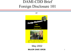 Foreign Disclosure 101 by Major Dave Grob