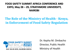 The role of Ministry of Health Kenya in enforcement of food safety