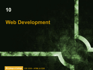 CIS 1310 – HTML & CSS