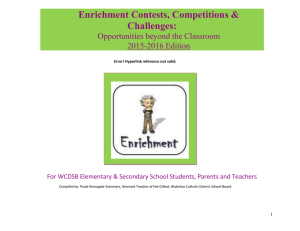 2015-16 Enrichment Opportunites Beyond the Classroom