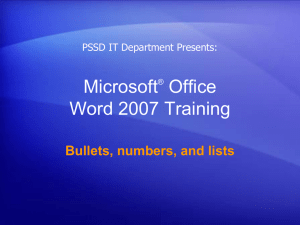 Word 2007 - Bullets Numbers And Lists