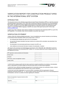 VERIFICATION REPORT For Construction product EPDs in the