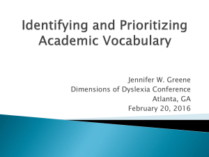 2016 Conference Speaker Greene Academic Vocabulary