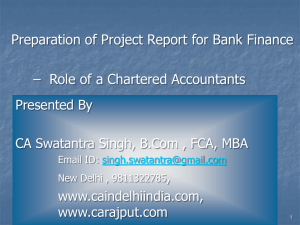 Preparation of Project Report for Bank Finance