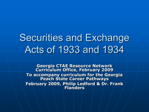 Securities and Exchange Acts of 1933 and 1934 in